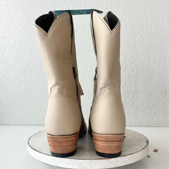 Lane PLAIN JANE Womens Cowboy Boots 10 Ivory Western Midi Boots Cowgirl Short - Picture 3 of 11